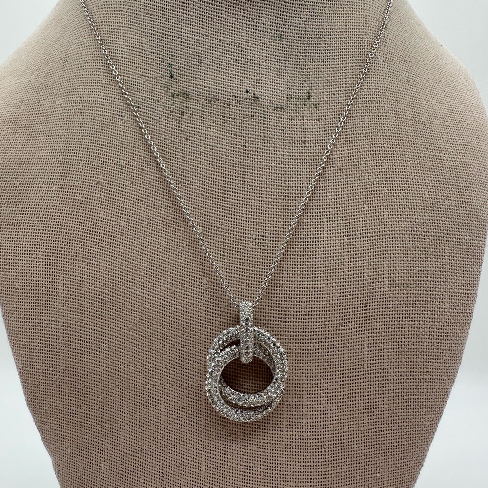 ‘Z’ Signed Silver Tone Interlocking Ring Rhinesto… - image 2